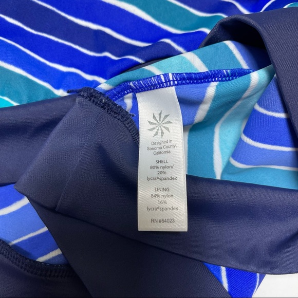 Athleta Water Stripe Blousy Chevron Tankini Teal Blue Size 40 B/C - Picture 9 of 11